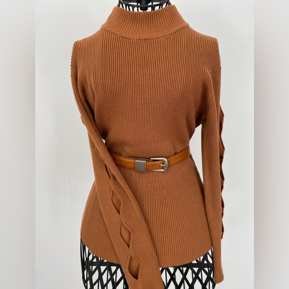Brown Ribbed Sweater Size L